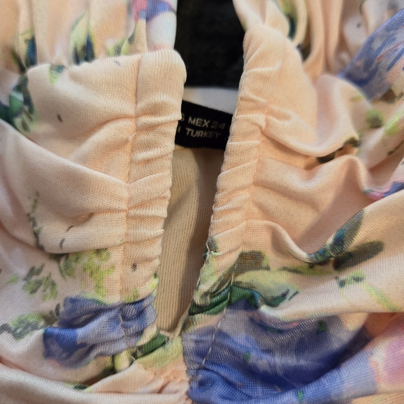 Zara Floral Ruched Halter Top Pink Size Large - Picture 10 of 10